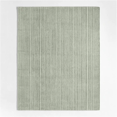 Paloma Textured Stripe Pine Green Kids Wool Area Rug 8'x10'