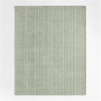 Paloma Textured Stripe Pine Green Kids Wool Area Rug 8'x10'