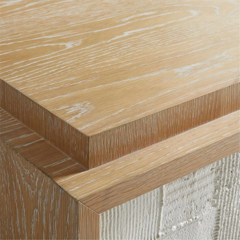 Panache 72" Cerused Natural Oak Wood Media Console with Textured Doors