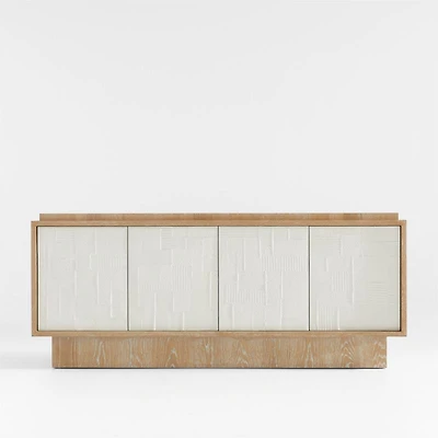 Panache 72" Cerused Natural Oak Wood Media Console with Textured Doors