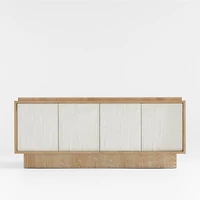 Panache 72" Cerused Natural Oak Wood Media Console with Textured Doors