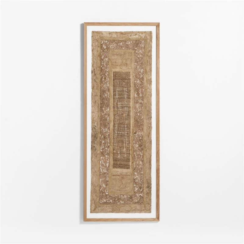 "Papeles" by Julio Laja Chichicaxtle 34.25"x81.75" in White Oak Frame Hand-Cut Paper Wall Art