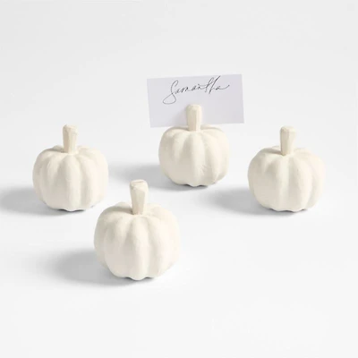 Papier Mache Pumpkin Placecard Holders, Set of 4