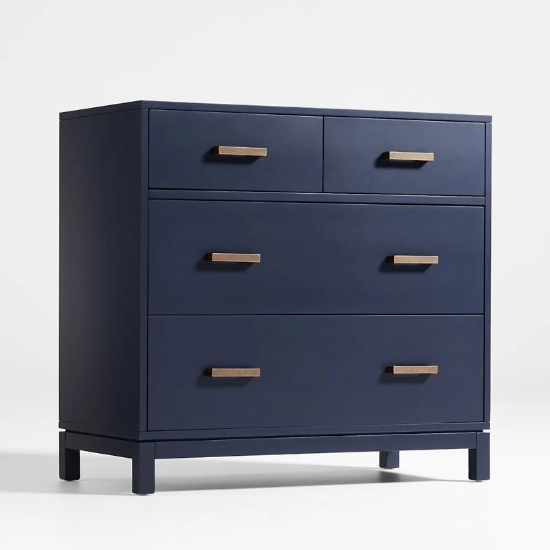 Parke 36" Navy Blue Wood 4-Drawer Kids Dresser Chest
