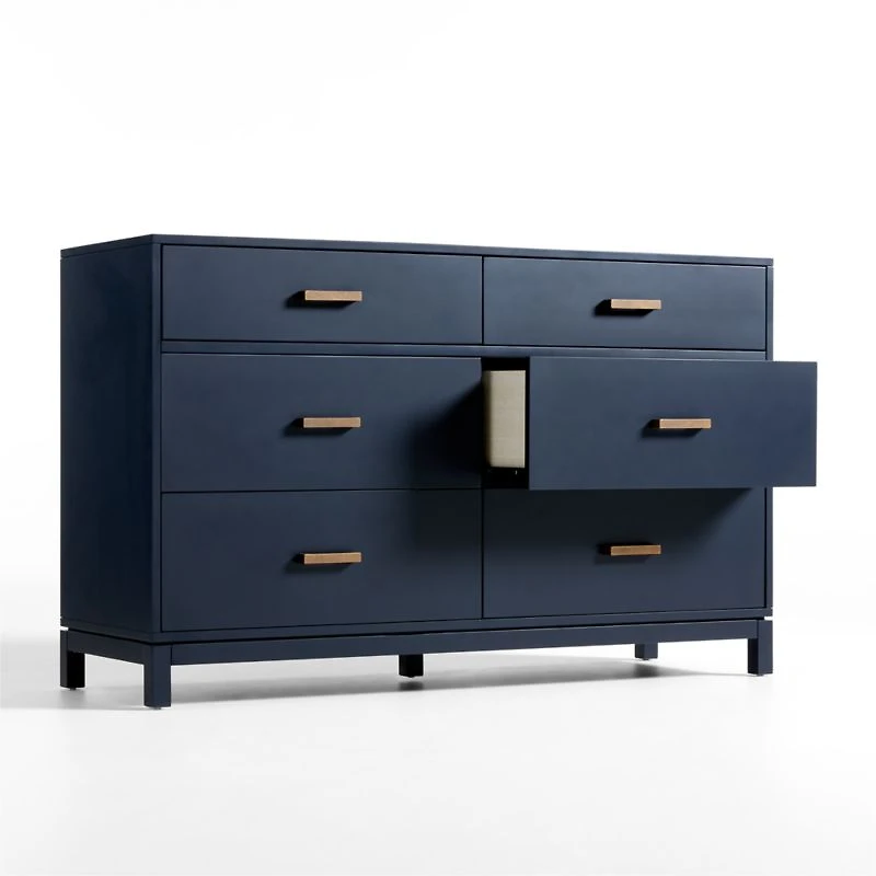 Parke 55" Navy Blue Wood 6-Drawer Kids Dresser