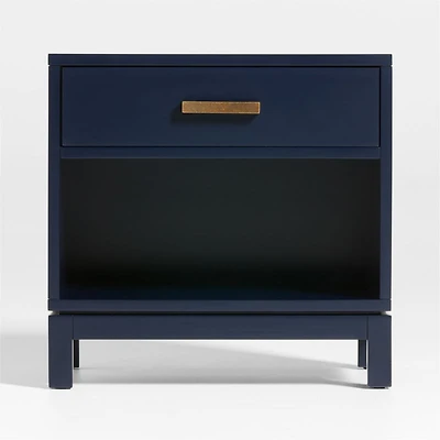 Parke Navy Blue Wood Kids Nightstand with Drawer