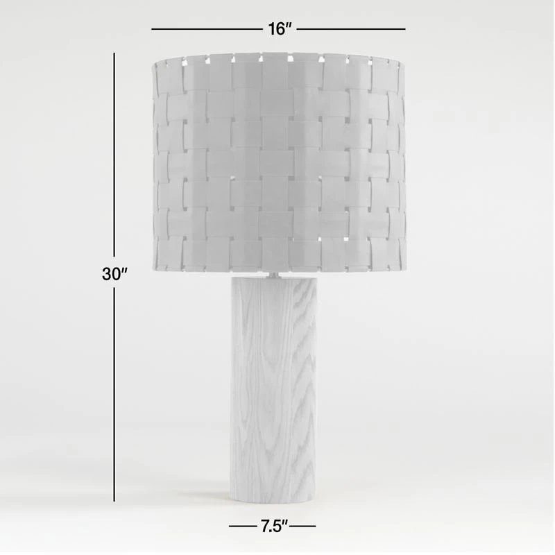 Shinola Parker Wood Table Lamp with Woven Leather Shade