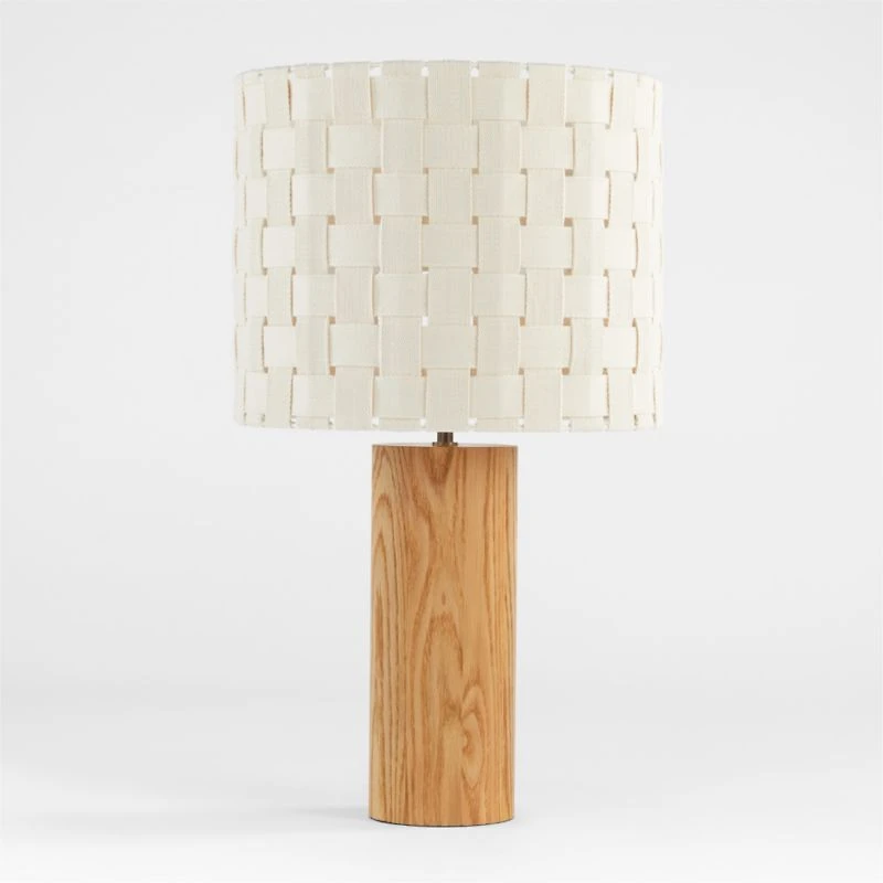 Shinola Parker Wood Table Lamp with Woven Canvas Shade