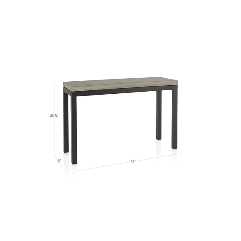 Parsons Concrete Top/Dark Steel Base 48x16 Console Table