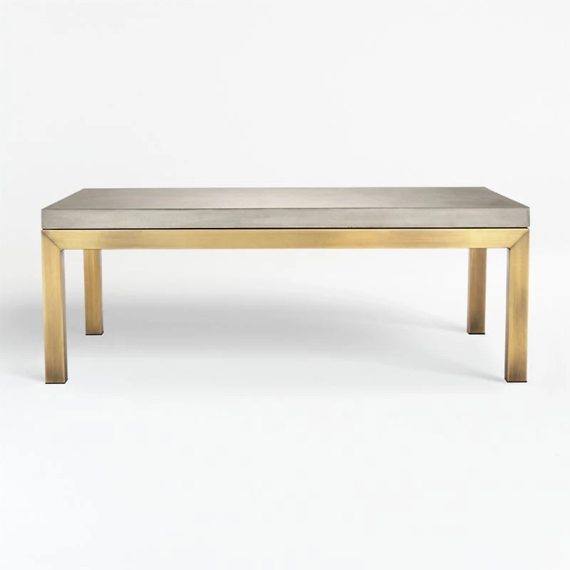 Parsons Concrete Top/ Brass Base 48x28 Small Rectangular Coffee Table