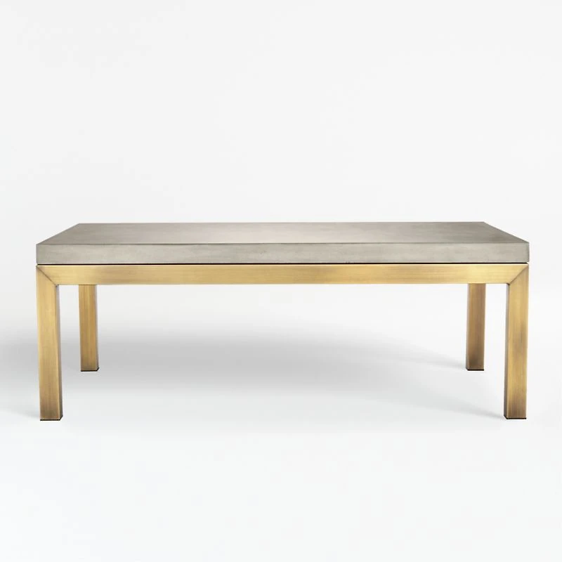 Parsons Concrete Top/ Brass Base 48x28 Small Rectangular Coffee Table
