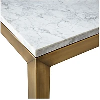 Parsons White Marble Top/ Brass Base 48x28 Dining Table