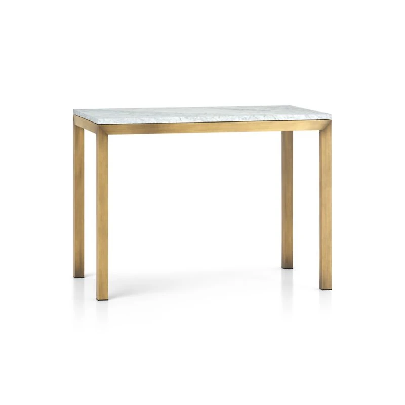Parsons White Marble Top/ Brass Base 48x28 Dining Table