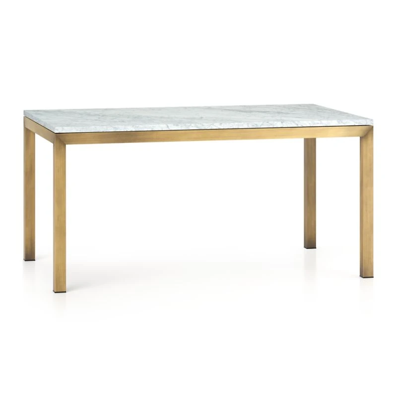 Parsons White Marble Top/ Brass Base 48x28 Dining Table