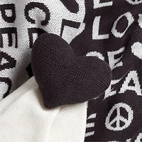 Peace and Love Baby Lovey and Stroller Blanket Black and White Set