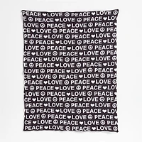 Peace and Love Baby Lovey and Stroller Blanket Black and White Set