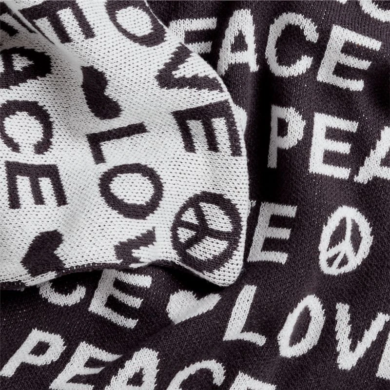 Peace and Love Baby Lovey and Stroller Blanket Black and White Set