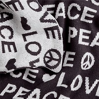 Peace and Love Baby Lovey and Stroller Blanket Black and White Set