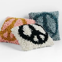 Shaggy Black and White Peace Sign Kids Throw Pillow