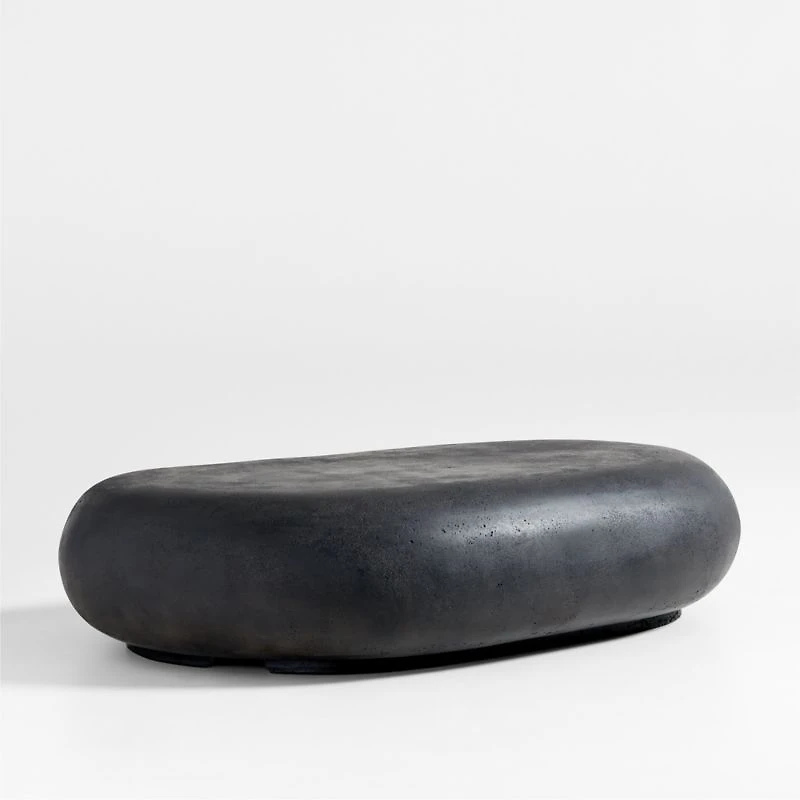 Pebble Charcoal Concrete 59" Oval Indoor/Outdoor Coffee Table by Leanne Ford