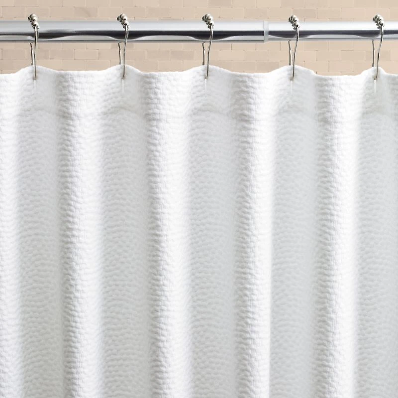 Organic Cotton Pebble Matelasse White Shower Curtain