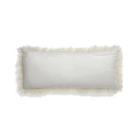 Pelliccia 36"x16" Ivory Mongolian Sheepskin Lumbar Throw Pillow Cover