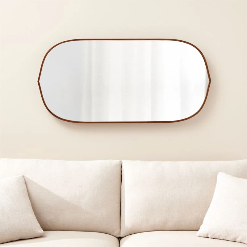 Penarth Walnut Oval Wall Mirror 50"x24"
