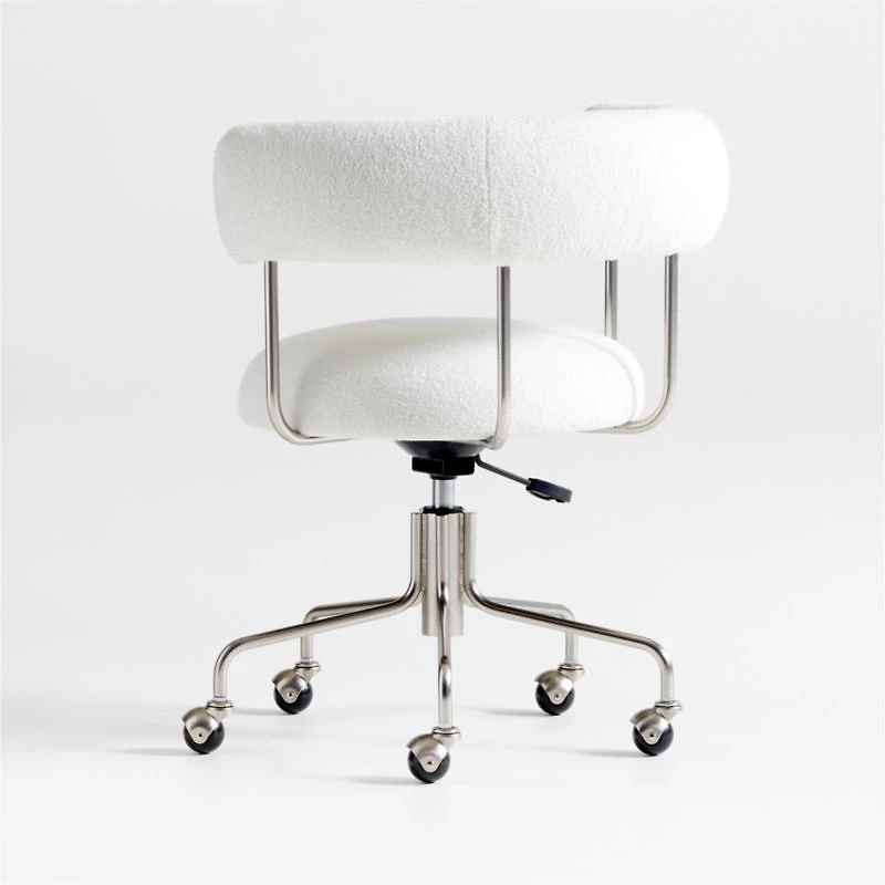 Perri White Shearling Office Chair