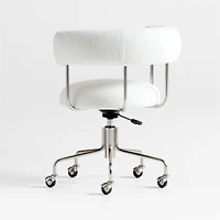Perri White Shearling Office Chair