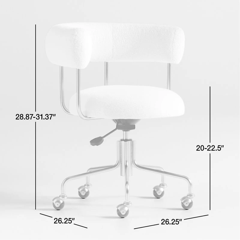 Perri White Shearling Office Chair
