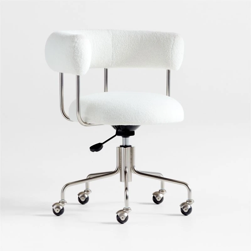 Perri White Shearling Office Chair
