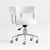 Perri White Shearling Office Chair