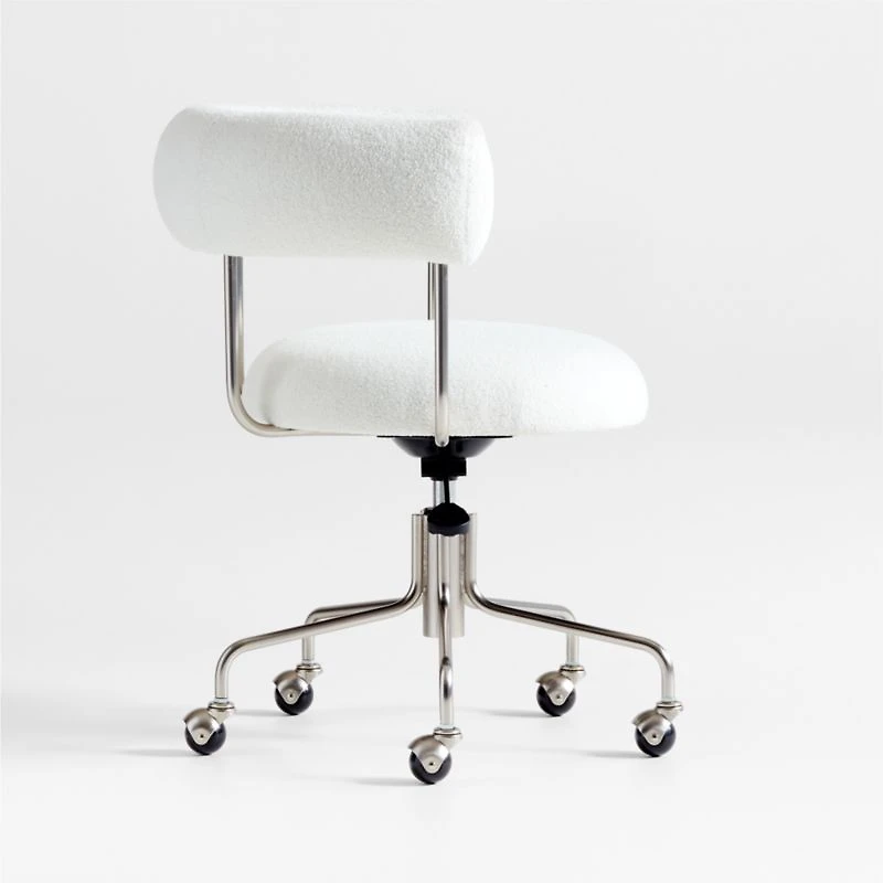 Perri White Shearling Office Chair