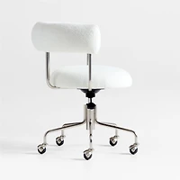 Perri White Shearling Office Chair