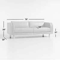 Pershing Leather Curved-Arm 79" Sofa