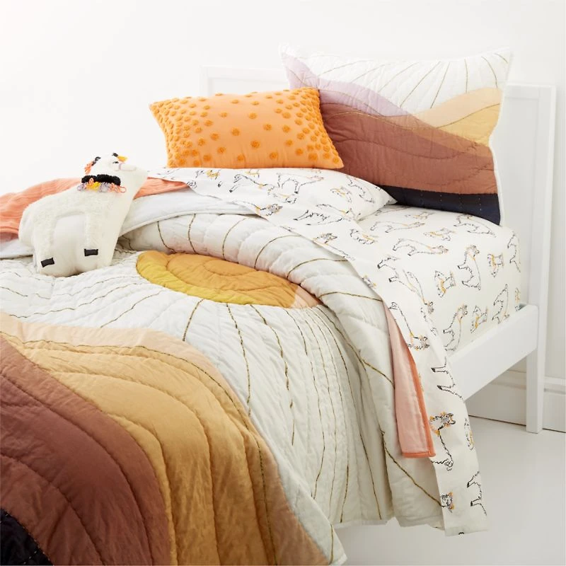 Peruvian Travel Organic Cotton Llama Kids Twin Sheet Set
