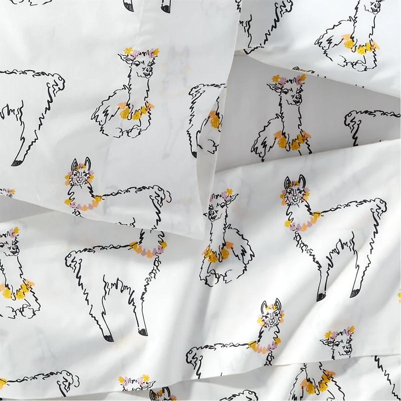 Peruvian Travel Organic Cotton Llama Kids Twin Sheet Set