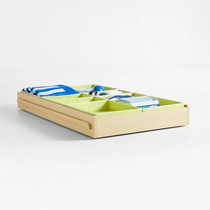Pescadero Green Fabric Under-Trundle-Bed Storage Bins, Set of 8