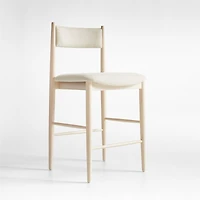 Petrie Bleached Ash Upholstered Counter Stool with Performance Fabric