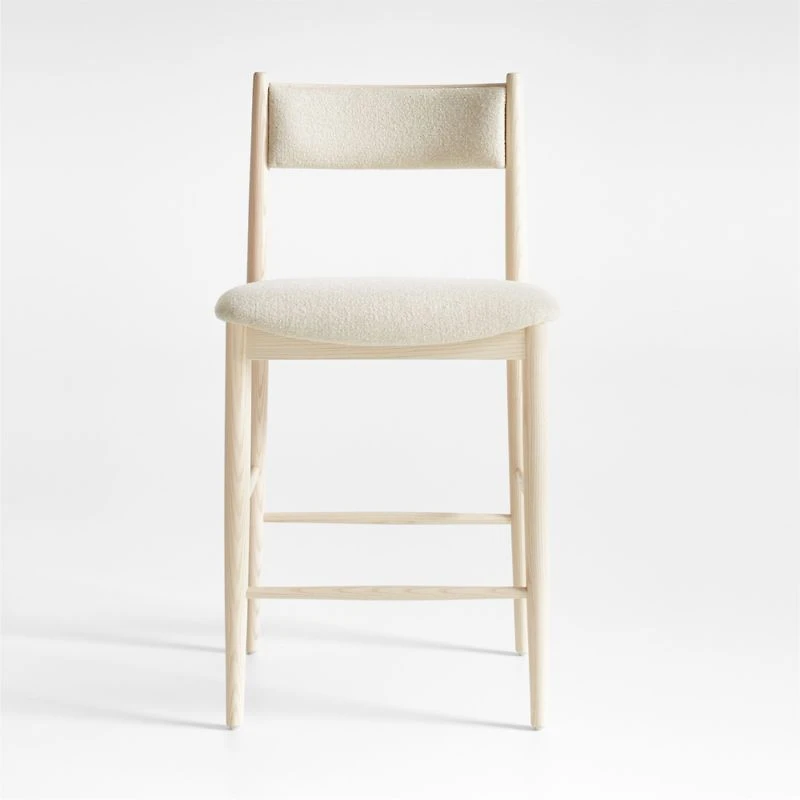 Petrie Bleached Ash Upholstered Counter Stool with Performance Fabric