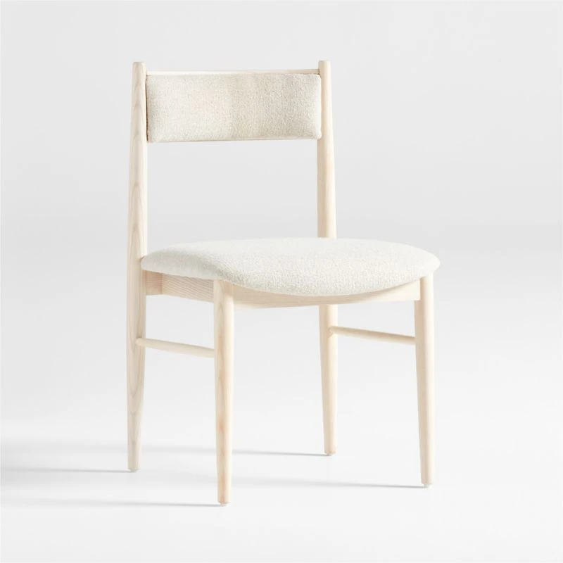 Petrie Bleached Ash Upholstered Dining Chair with Performance Fabric