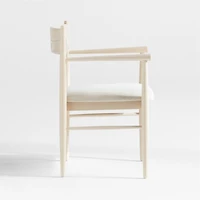 Petrie Bleached Ash Upholstered Performance Fabric Dining Chair with Arms