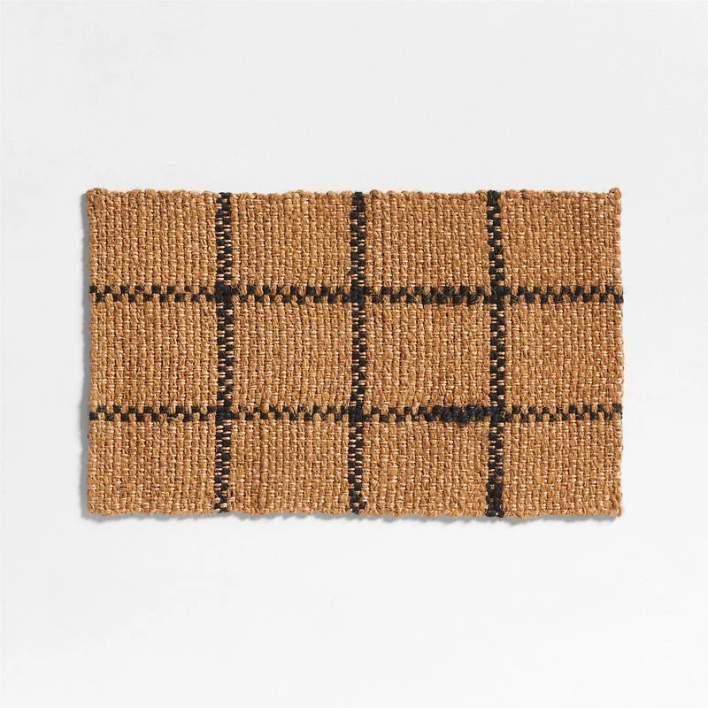 Picnic Stripe Coir Textured Black and Natural Indoor/Outdoor Doormat 18"x30"