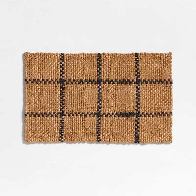 Picnic Stripe Coir Textured Black and Natural Indoor/Outdoor Doormat 18"x30"