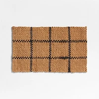 Picnic Stripe Coir Textured Black and Natural Indoor/Outdoor Doormat 18"x30"