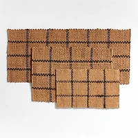 Picnic Stripe Coir Textured Black and Natural Indoor/Outdoor Doormat 18"x30"
