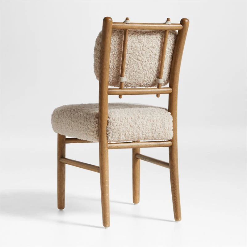 Pierre Light Brown Oak Wood Dining Chair with Faux Shearling