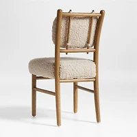Pierre Light Brown Oak Wood Dining Chair with Faux Shearling