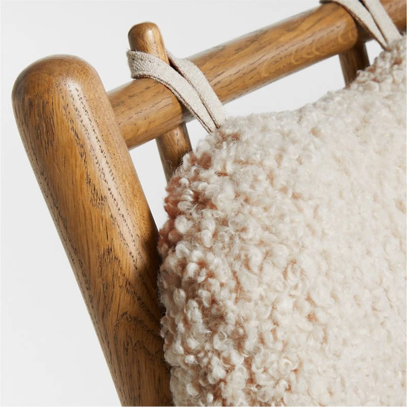Pierre Light Brown Oak Wood Dining Chair with Faux Shearling