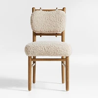 Pierre Light Brown Oak Wood Dining Chair with Faux Shearling